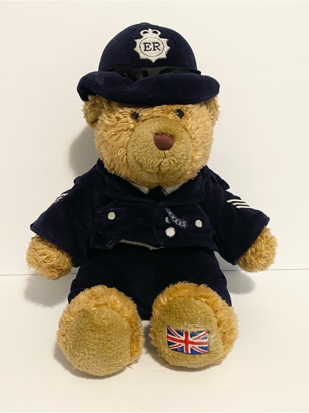 KEEL TOYS English Policeman Teddy Bear Plush Uniform Brown Blue Stuffed 15”